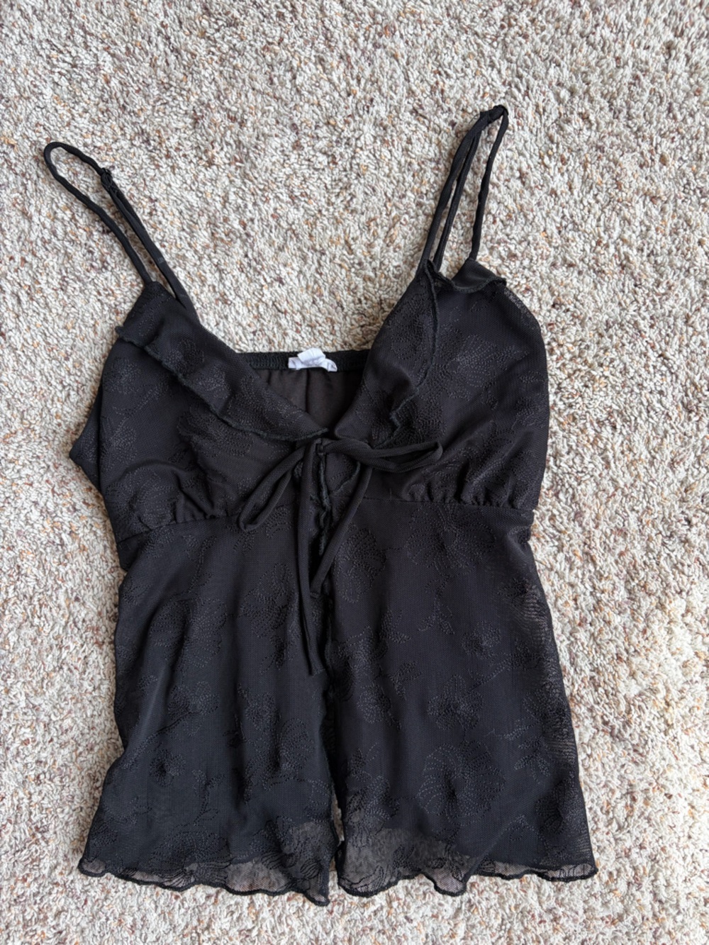 Garage Black Lace Trim Strapless Tank